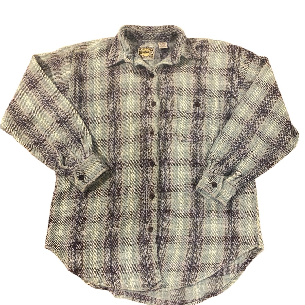 Authentic Punch Checkered‎ Button-Down Shirt - Blue and White Mens Large